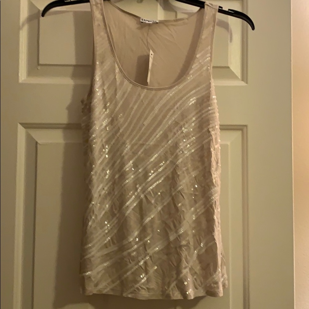 Express cream colored sequin Tank